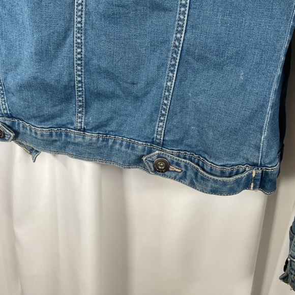 Wrangler Denim Jacket Y2K Womens Med Patches Embroidery Boho Stretch Retro Hippy - Picture 9 of 9